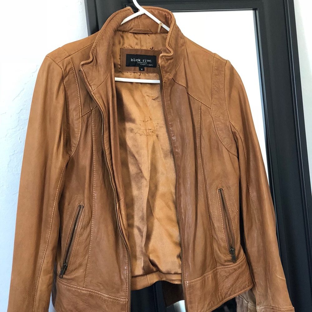 Beige Leather Jacket